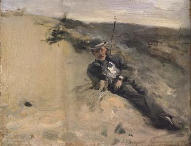 John Singer Sargent Portrait of Ralph Curtis on the Beach at Scheveningen (mk18)